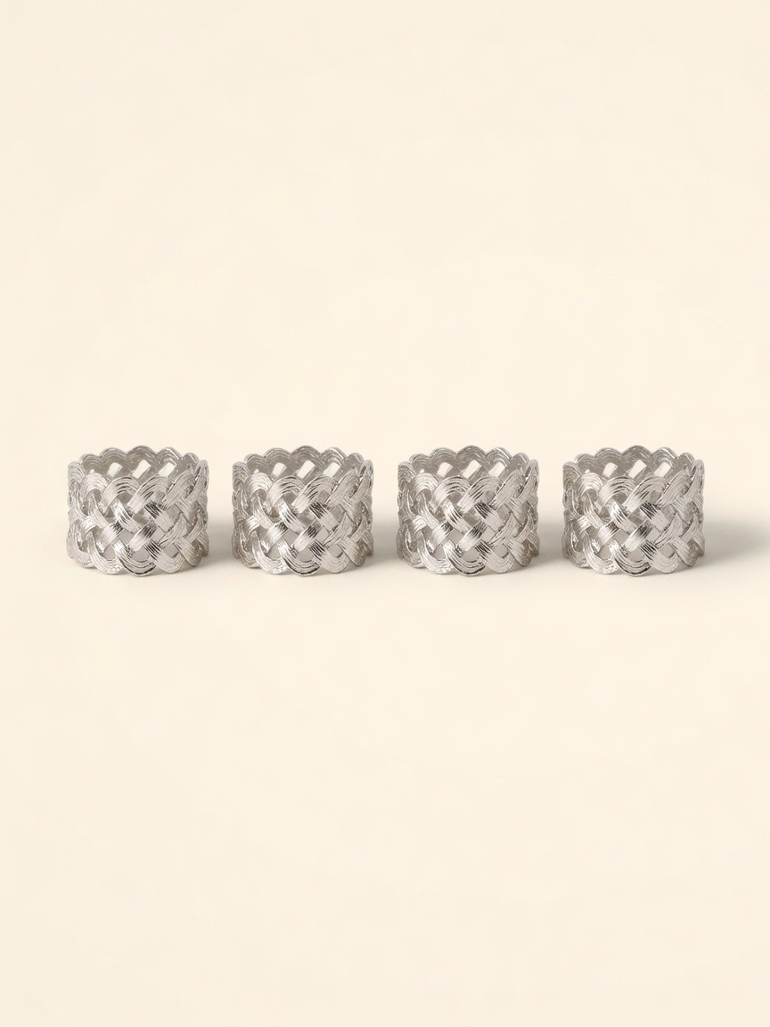 Braid — Napkin Rings, Platinum, Set of 4