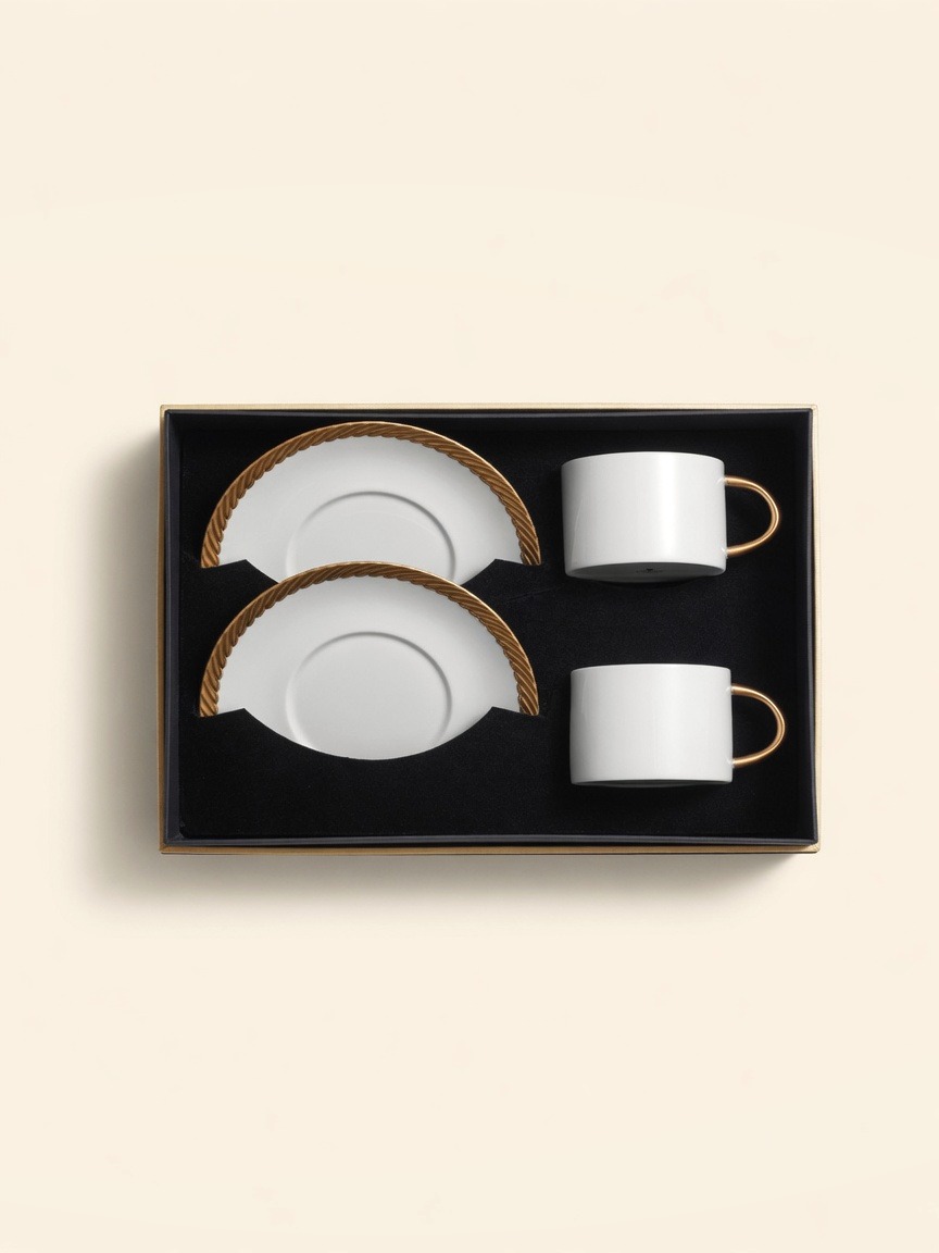 Corde — Tea Cups & Saucers, Gold, Set of 2