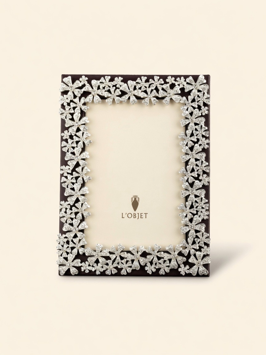 Garland — Frame for 4×6 Photo, Platinum, White Crystals