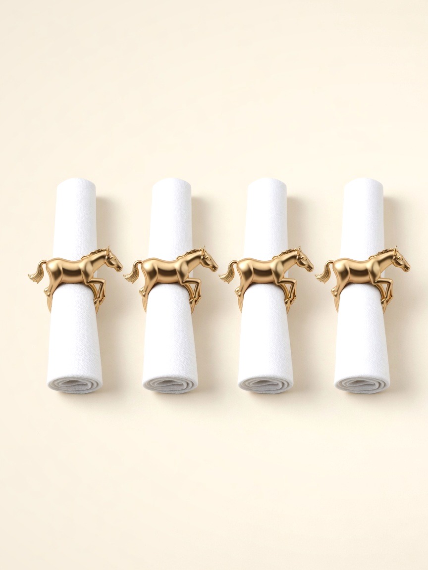 Han — Horse Napkin Rings, Gold, Set of 4