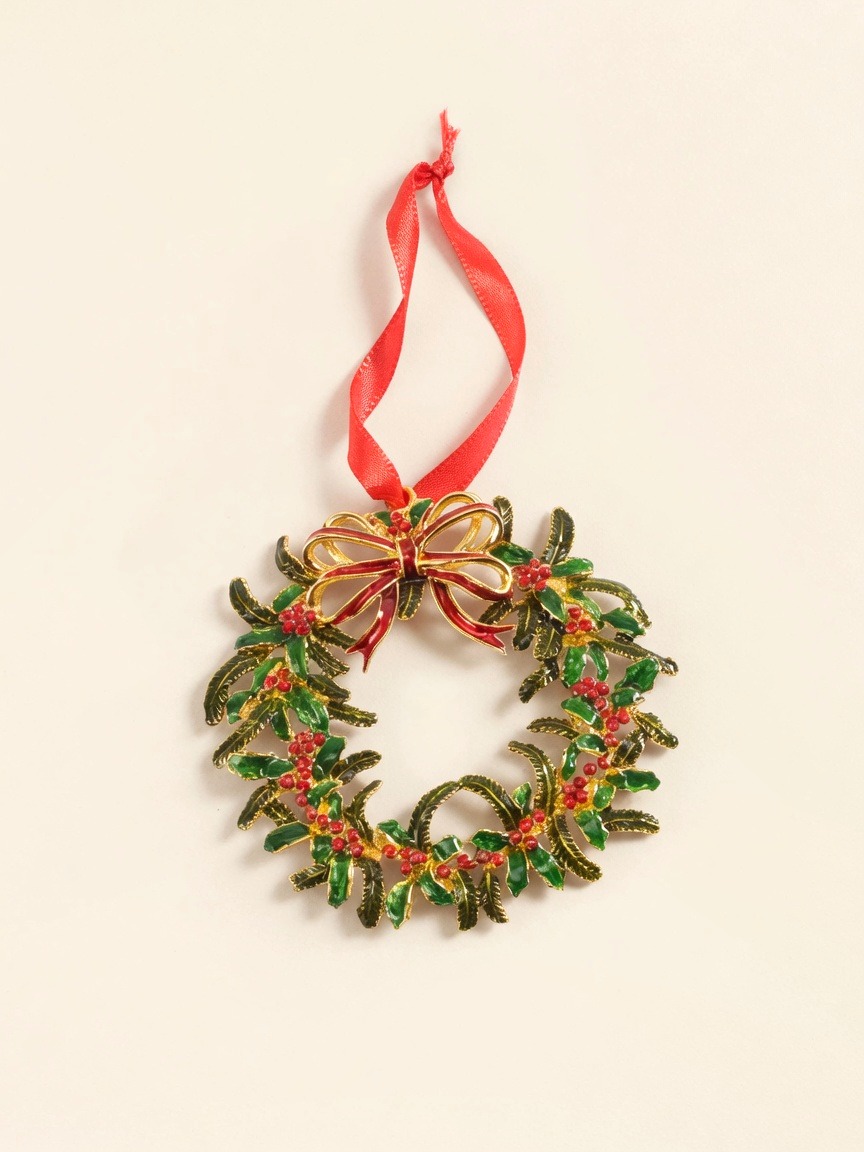 Winter Collage — Christmas Wreath Hanging Ornament