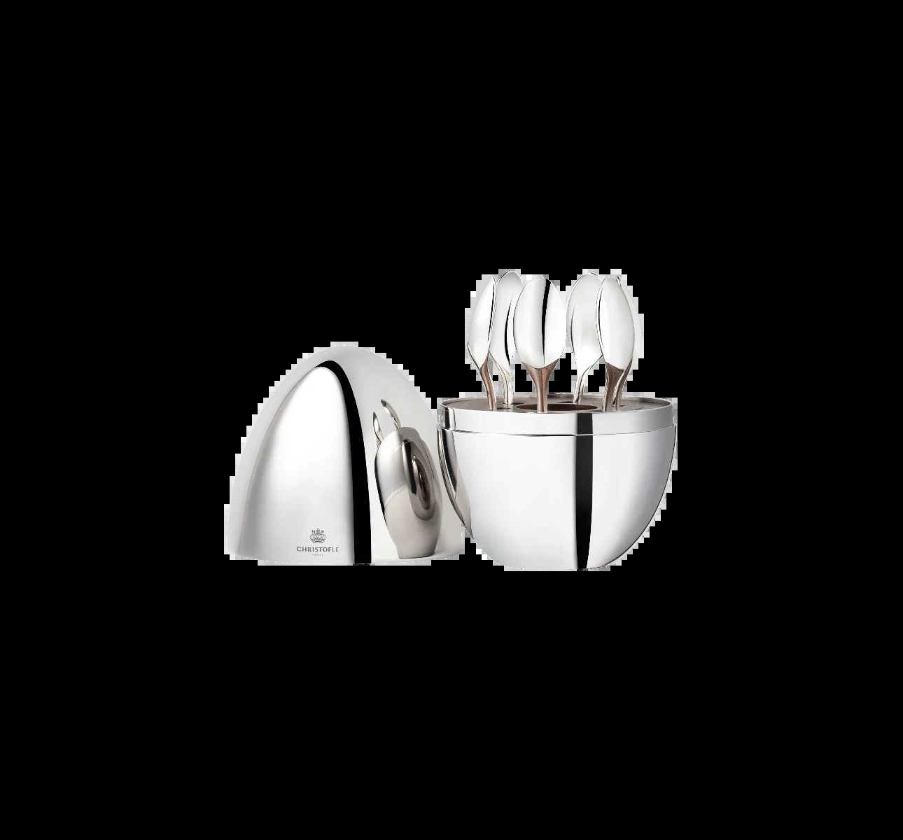 Christofle 6-Piece Silver-Plated Espresso Spoon Set with Chest