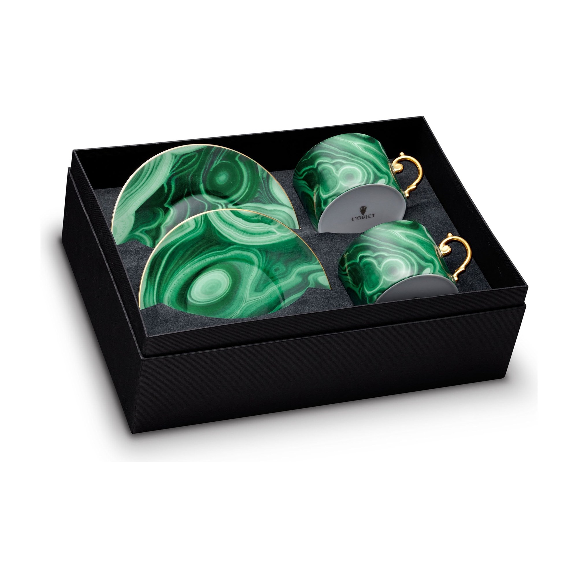 Malachite — Tea Cups & Saucers, Set of 2