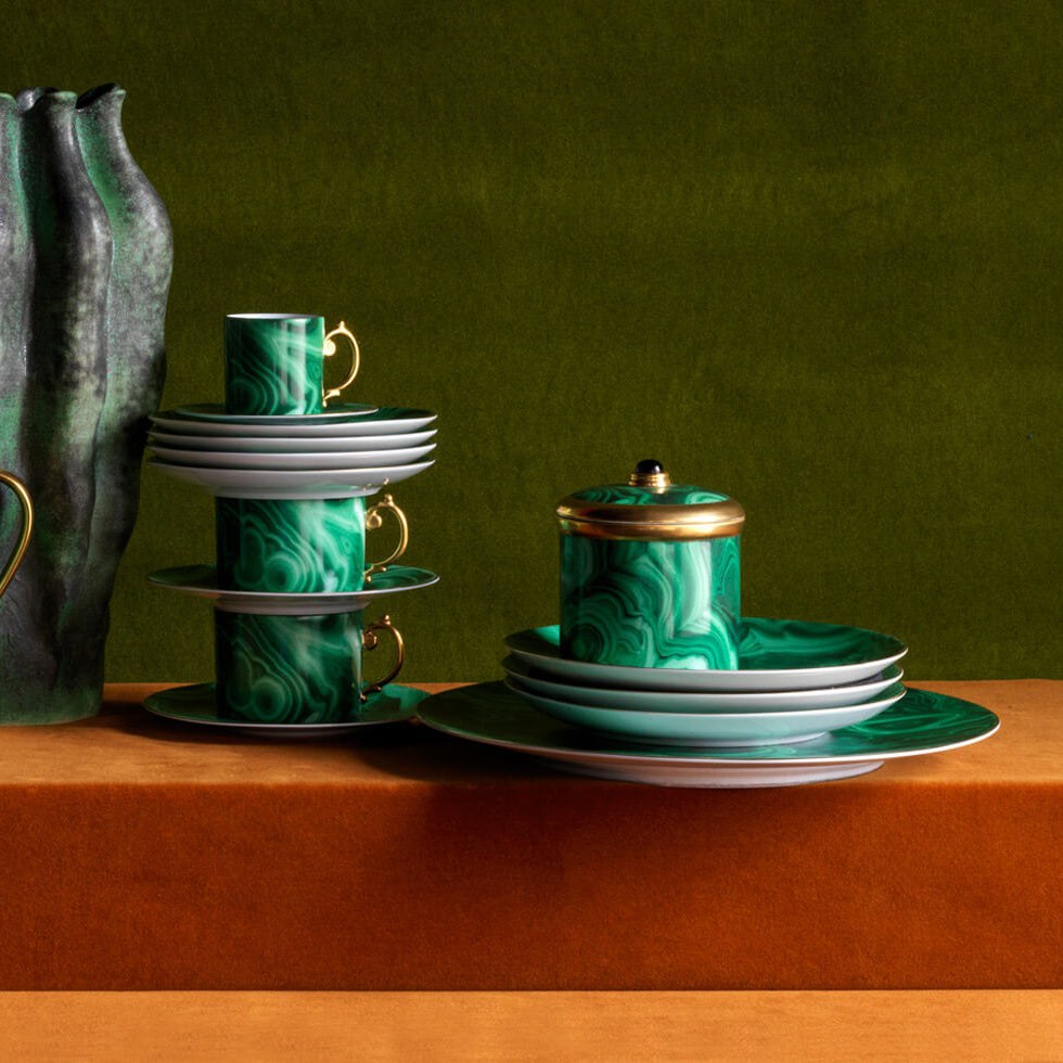 Malachite — Tea Cups & Saucers, Set of 2 2