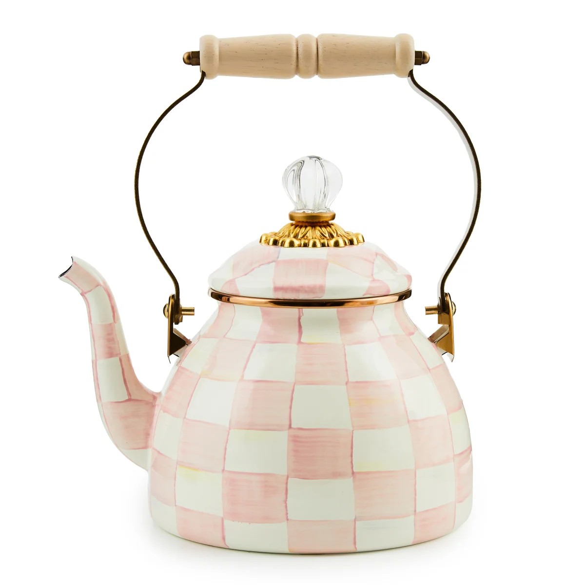 Mackenzie Childs ROSY CHECK 2 QUART TEA KETTLE 2