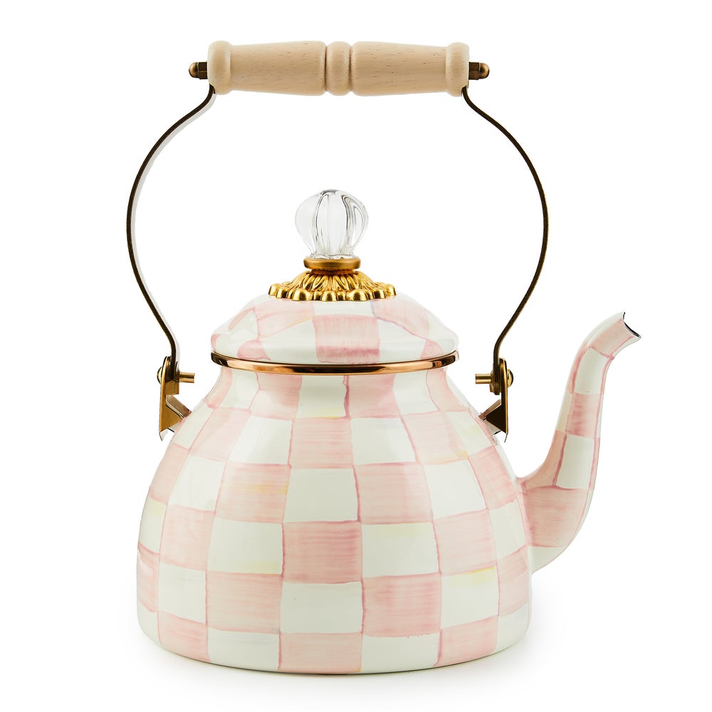 Mackenzie Childs ROSY CHECK 2 QUART TEA KETTLE