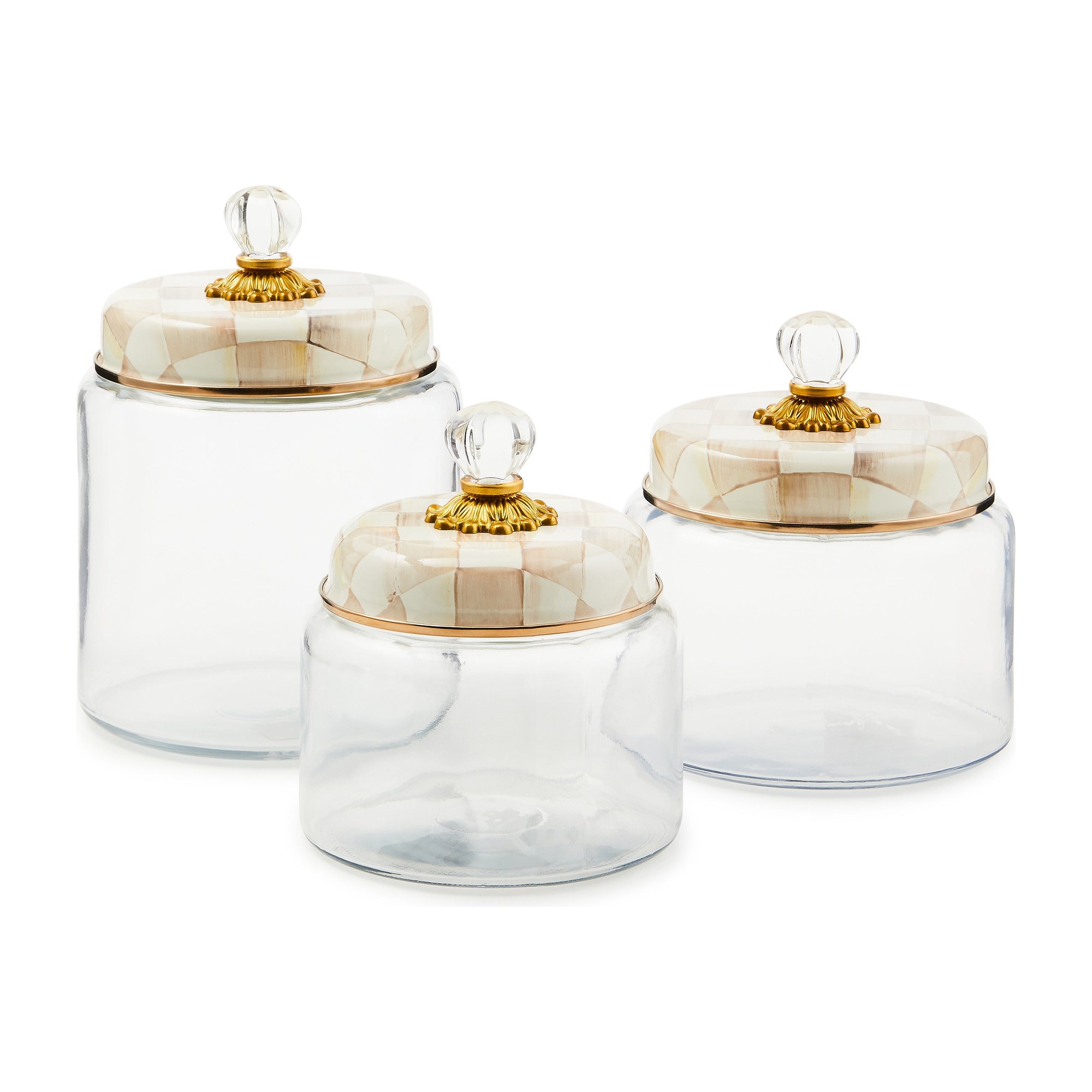 Mocha Check — Large Glass Kitchen Canister, 2.84 L 3