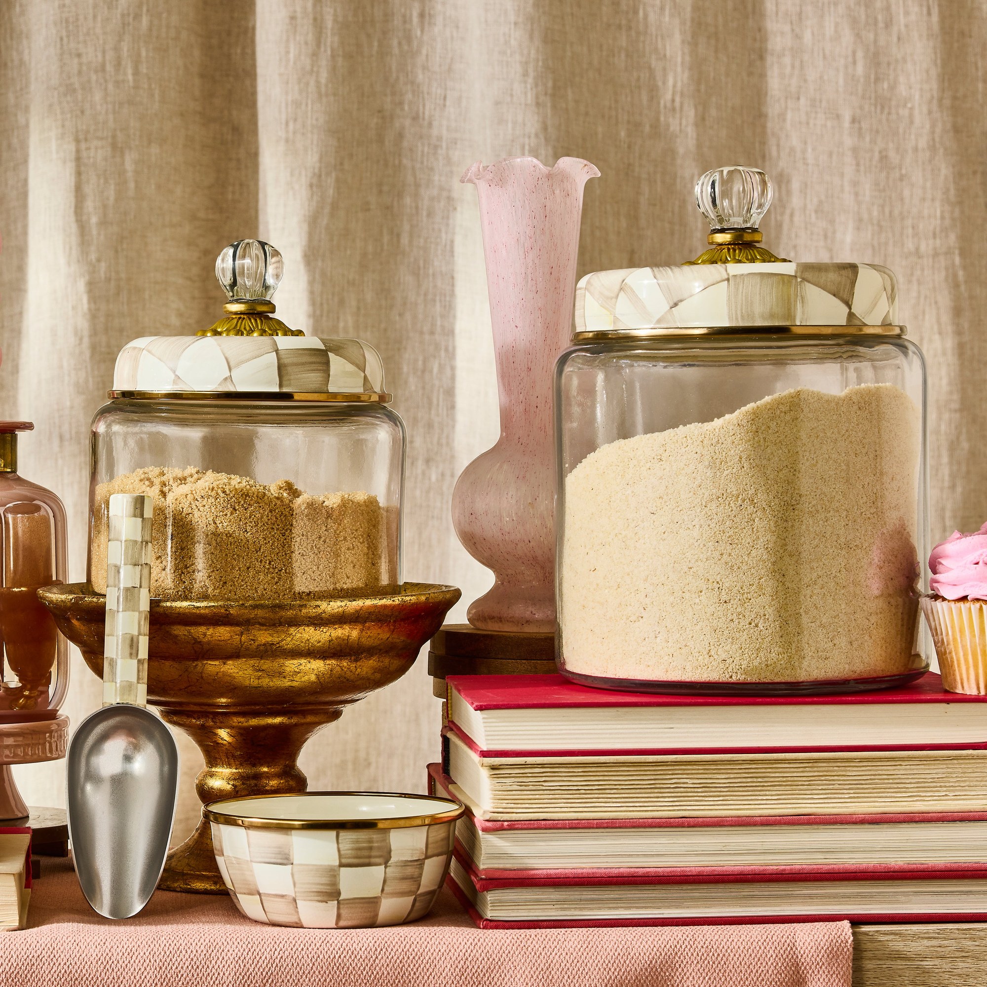 Mocha Check — Large Glass Kitchen Canister, 2.84 L 4