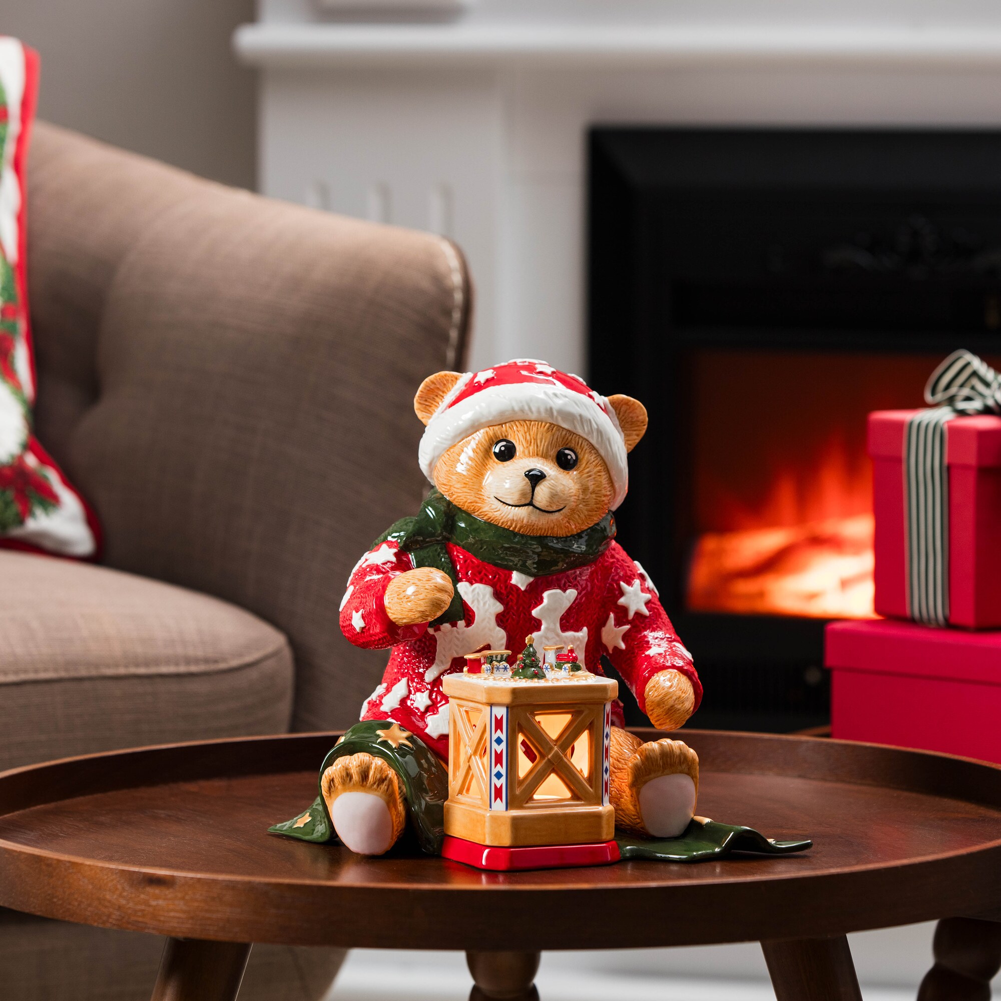 Christmas Toys — Teddy with Lantern Tealight Holder 3